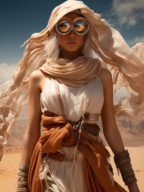 Princess of Persia Desert Sands młoda atrakcyjna dziewczyna w tradycyjnym, autentycznym hidżabie z piercingiem