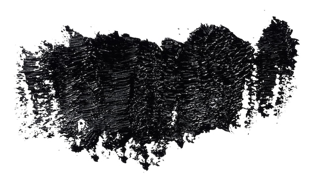 Próbkę czarnej, rozmazanej farby akrylowej wyizolowanej na białym tle