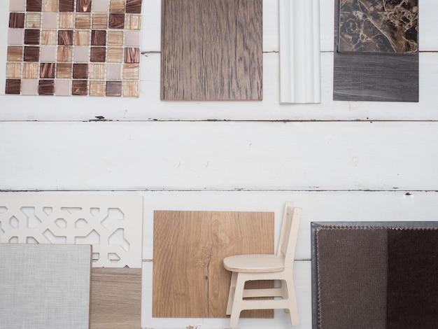 Zdjęcie próbki drewna materiałowego na stole betonowymprojektowanie wnętrz wybierz materiał do pomysłu pomysł na dekorację pomysł na vintage materiałxdxa