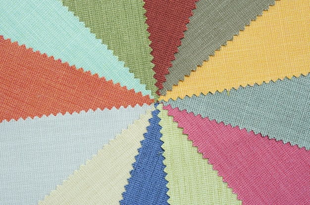 Zdjęcie próbki tekstur tkanin o wielu kolorach