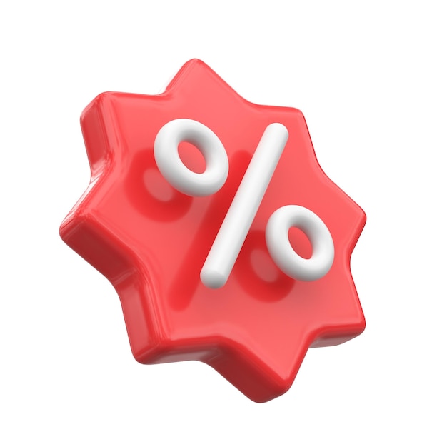 Procentowa etykietka Sprzedaż sztandarowa dekoracja 3D element