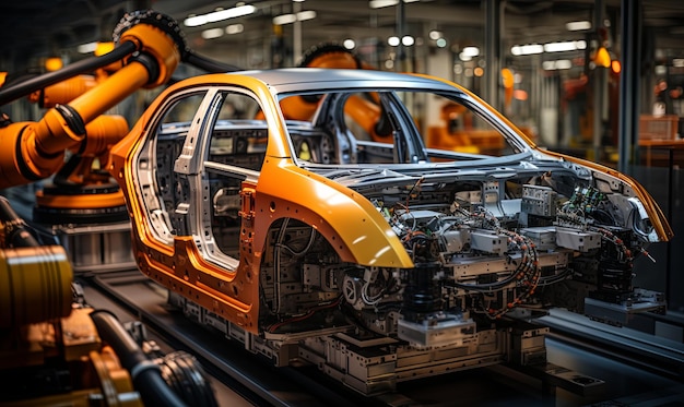 Zdjęcie proces montażu samochodów w zakładzie produkcyjnym
