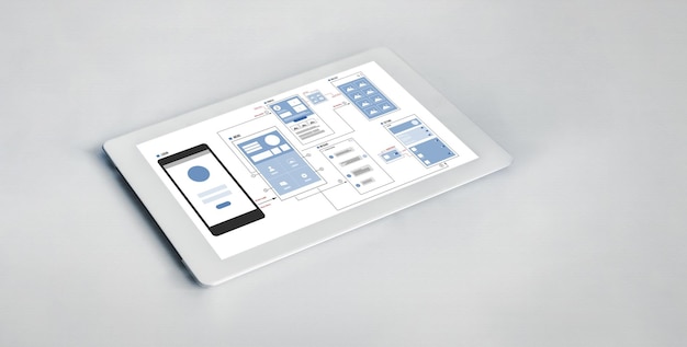 Zdjęcie proces projektowania interfejsu użytkownika dla modnych aplikacji mobilnych i stron internetowych