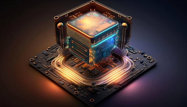 Procesor mikroczipa sztucznej inteligencji.