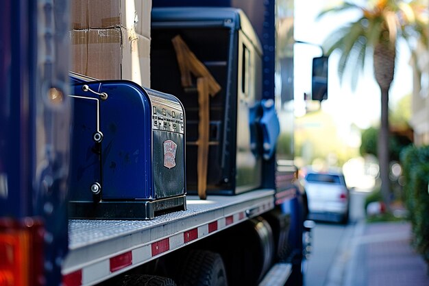 Zdjęcie product moving truck with packing tape dispenser