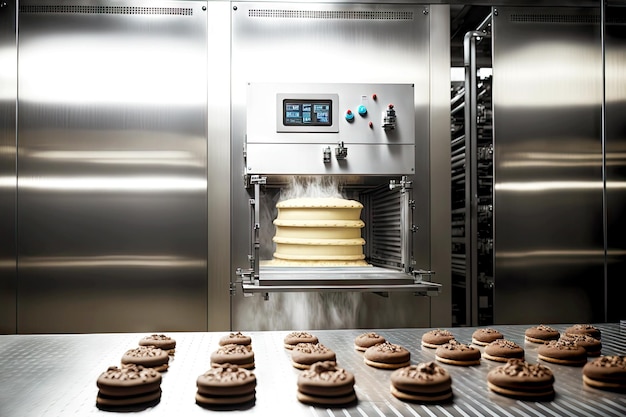 Produkcja żywności ciastka kremowe i ciasteczka do pieczenia w zautomatyzowanej fabryce