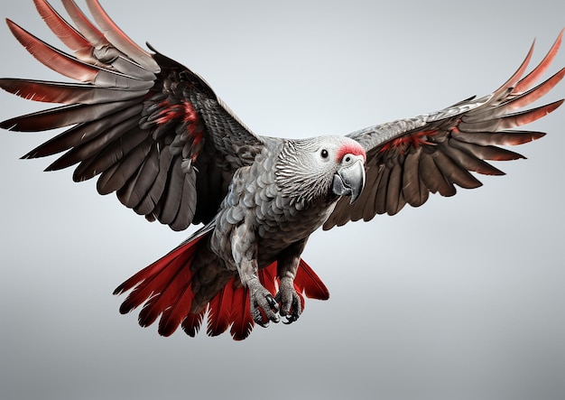Profesjonalna fotografia afrykańskiej papugi szarej