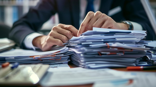 profesjonalne organizowanie wielkich stosów papierów na biurku