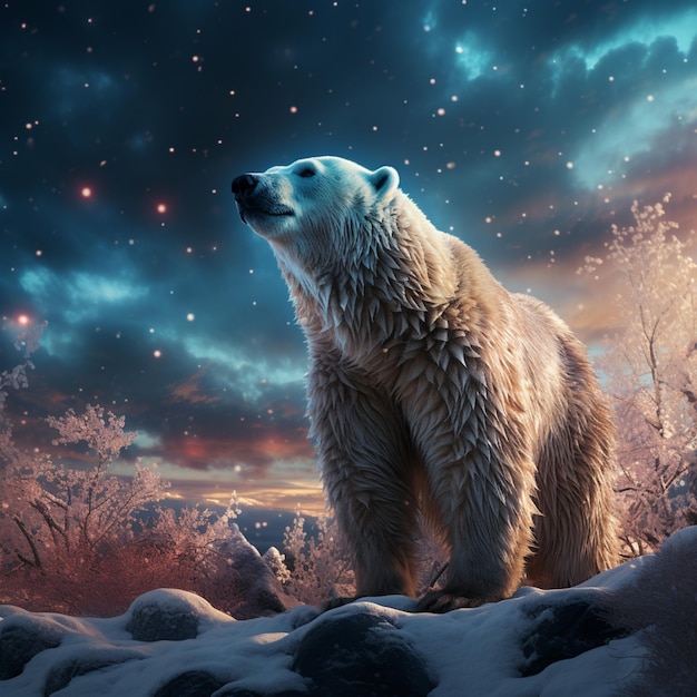 profesjonalne zdjęcie niedźwiedzia polarnego na biegunie północnym
