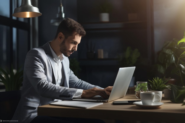 Profesjonalny biznesmen pracujący na laptopie