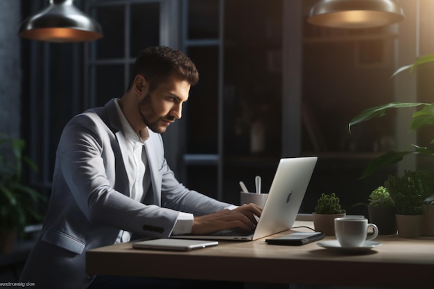 Profesjonalny biznesmen pracujący na laptopie