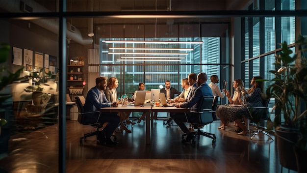 Zdjęcie profesjonalny i dynamiczny wizerunek biznesowy charakteryzujący się zróżnicowanym zespołem współpracującym w nowoczesnym biurze