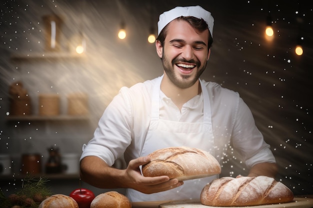 Profesjonalny piekarz pieczy piękny chleb