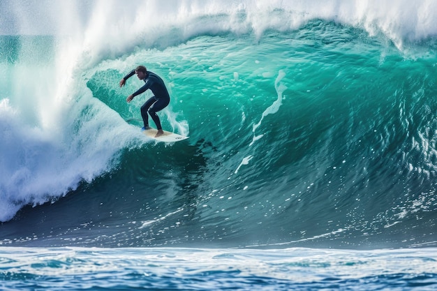 profesjonalny surfer jeżdżący na falach w akcji