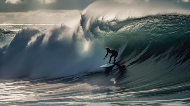 Profesjonalny surfer jeździ na falach mężczyzn łapiących fale w oceanie na białym tle surfingowa deska wodna spo