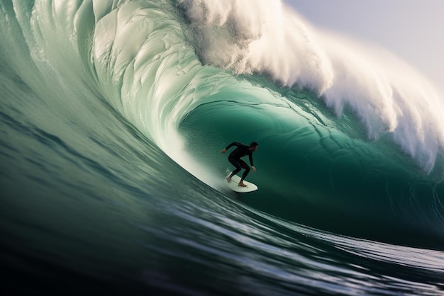 Profesjonalny surfer kończy kolejną epicką falę.