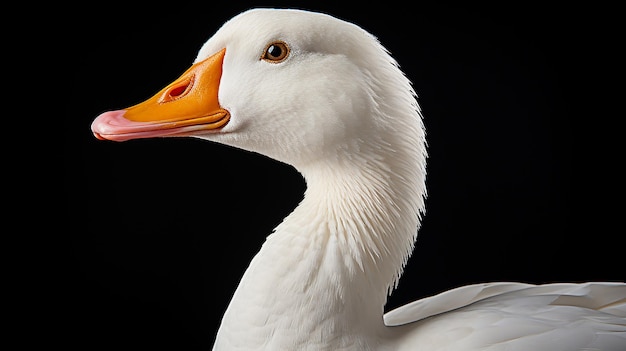 Profil kaczki Aflac izolowany na czarnym tle