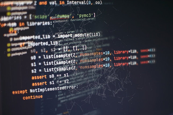 Zdjęcie programista aplikacji mobilnych. innowacyjny projekt startupowy. kod programowania strony internetowej. biznes it.