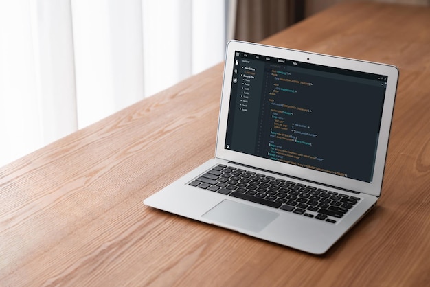 Zdjęcie programowanie rozwoju oprogramowania na ekranie komputera dla modnych aplikacji i kodowania programów