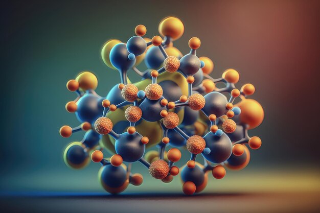Zdjęcie projekt abstrakcyjnych cząsteczek struktura molekularna z kulistymi cząsteczkami ai generation