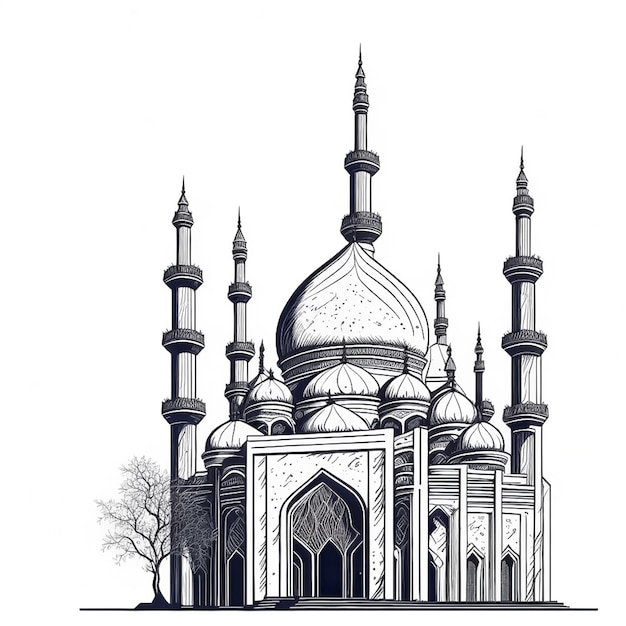 Projekt ai grafiki liniowej meczetu