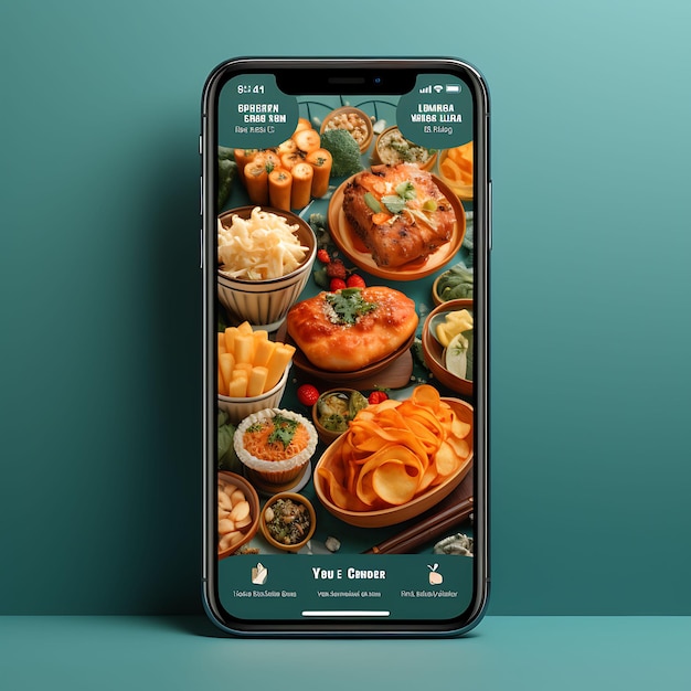 Projekt aplikacji mobilnej aplikacji do restauracji z dostawą jedzenia Żywy motyw z odważnym, kreatywnym układem