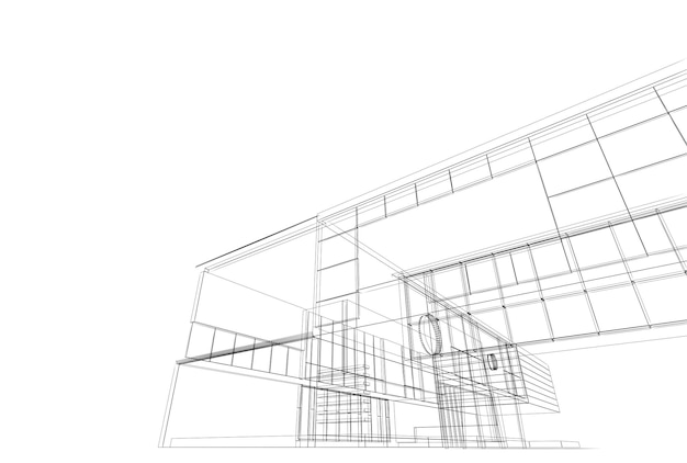 Projekt architektury na białym tle Projekt budynku i model renderowania 3D są mój własny