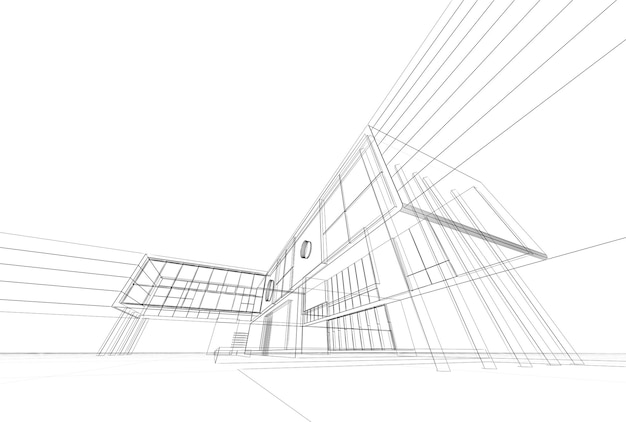 Projekt architektury na białym tle Projekt budynku i model renderowania 3D są mój własny