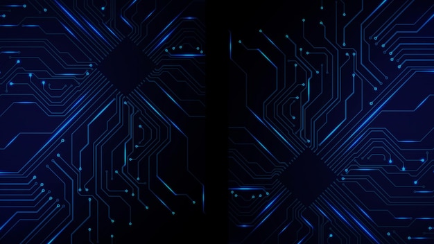 Projekt bez tytułu Niebieski futurystyczne tło techniczne ze świecącymi obwodami i kodem binarnym