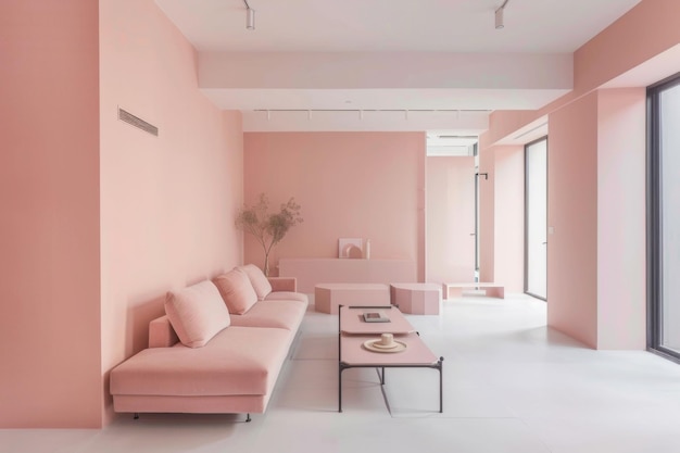 Projekt Blush Pink W stylu minimalistycznym wnętrze domu i nowoczesny salon