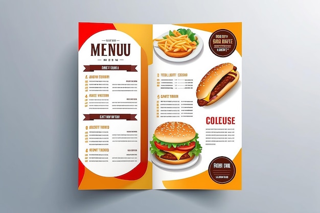 Projekt broszury menu fast food na wektorowym szablonie o jasnym tle