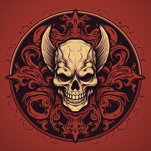projekt graficzny ilustracji czaszki diabła