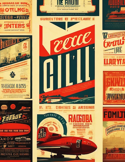 Projekt graficzny typografia Pasażerowie linie lotnicze i akademia lotnicza retro plakaty przemysł lotniczy