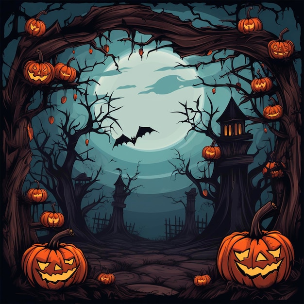 Projekt Halloween Dynie leśne Horror tła