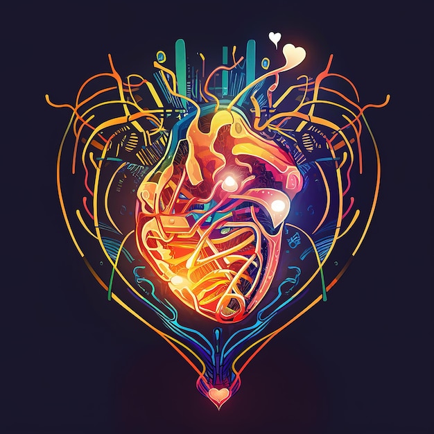 Projekt ilustracji ludzkiego serca w projektowaniu sztuki cyfrowej 3D