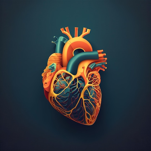Projekt ilustracji ludzkiego serca w projektowaniu sztuki cyfrowej 3D