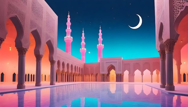 Projekt ilustracji Ramadanu Arabia Saudyjska Emiraty Gcc