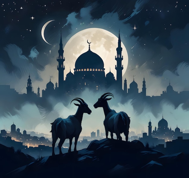 Projekt islamskiego festiwalu Eid al Adha Mubarak