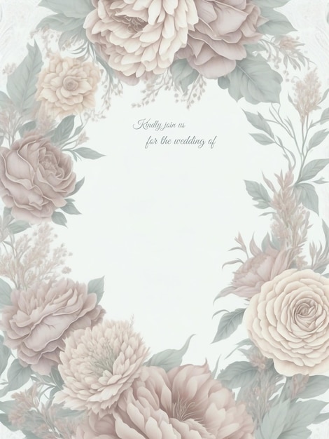 Projekt karty zaproszenia ślubne Piękna karta kwiatowa Dekoracja kwiatowa Miękkie, delikatne dźwięki tła