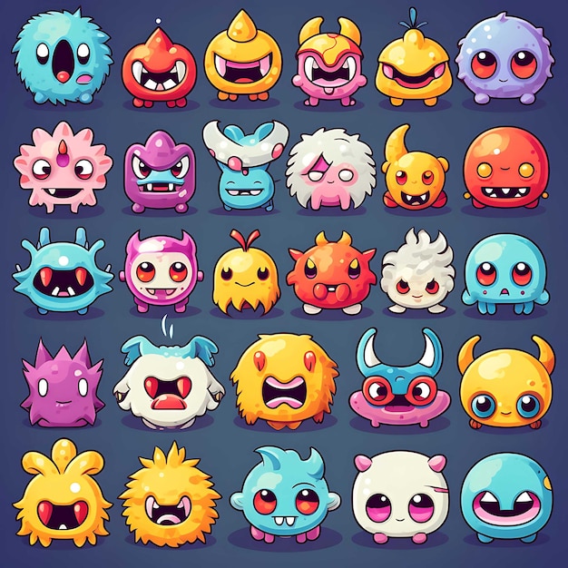 Projekt Kawaii Monsters dla gier wideo 8bit