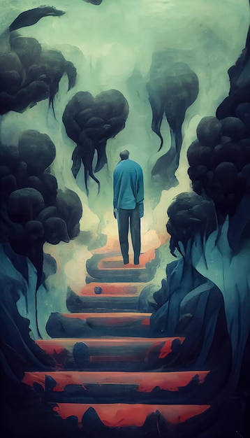 Projekt koncepcyjny zaburzeń zdrowia psychicznego Depresja lęk stres emocjonalny nastrój 3D ilustracja