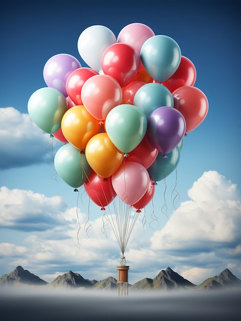 Zdjęcie projekt latającego balonu plakat świętowania nowego roku boże narodzenie urodziny itp generatywny ai
