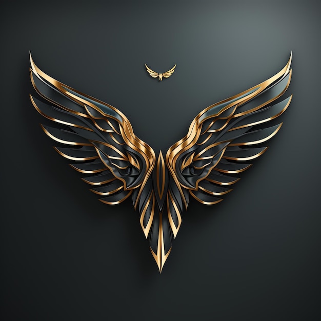 projekt logo czarnych złotych skrzydeł