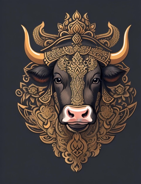 projekt logo ilustracji głowy krowy