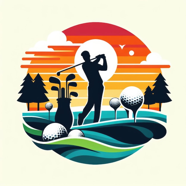 Projekt logo piłki golfowej kolorowy