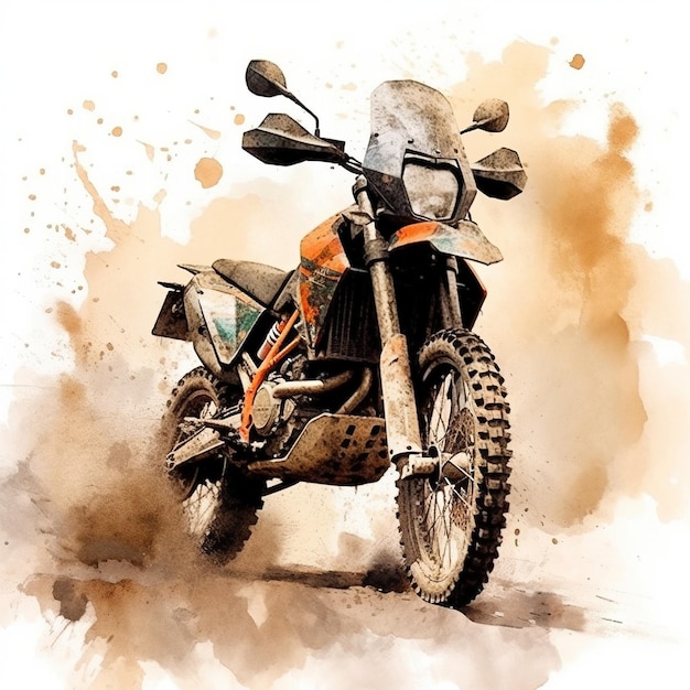 Projekt malarstwa akwarelowego ilustracji Motocross Racer