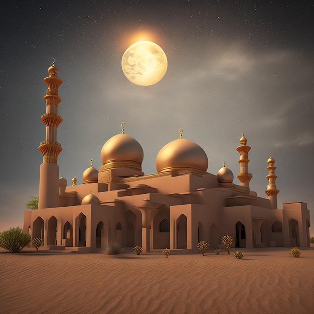 Projekt meczetu islamskiego w 3D