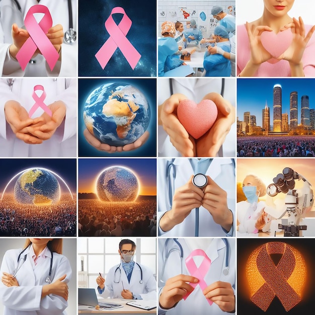 Zdjęcie projekt na światowy dzień świadomości raka i miesiąc świadomości raka piersi