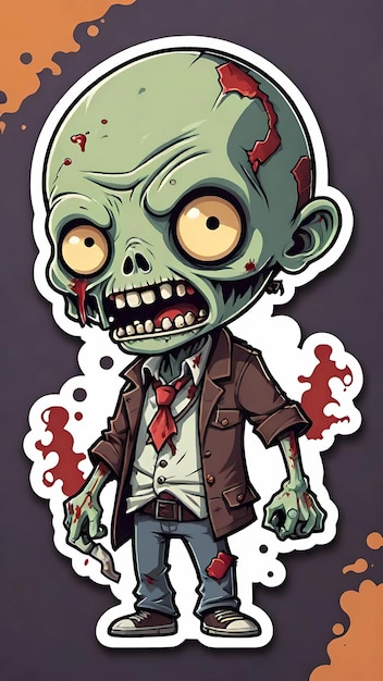 Zdjęcie projekt naklejki z ilustracją zombie z kreskówek
