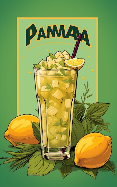 Projekt plakatu napoju Aam Panna z surowymi mango i liśćmi mięty Fajne menu plakatowe festiwalu w Indiach